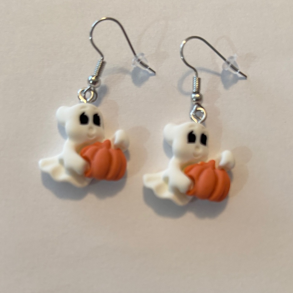 Halloween Ghost Earrings with Pumpkins Dangle Earrings